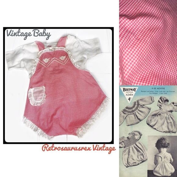 VINTAGE 1940’s Gingham Bubble Romper 12-18 months - Picture 1 of 7